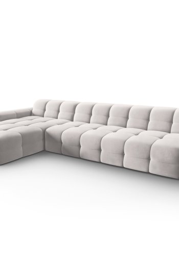 MICADONI Kendal hjrnesofa, venstre, 5 sder - gr fljl og sort bgetr