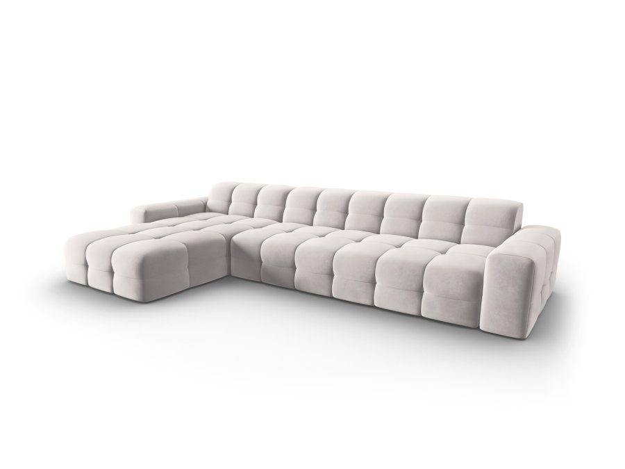 MICADONI Kendal hjrnesofa, venstre, 5 sder - gr fljl og sort bgetr