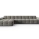 MICADONI Kendal hjrnesofa, venstre, 5 sder - antracitgr fljl og sort bgetr