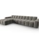MICADONI Kendal hjrnesofa, venstre, 5 sder - antracitgr fljl og sort bgetr