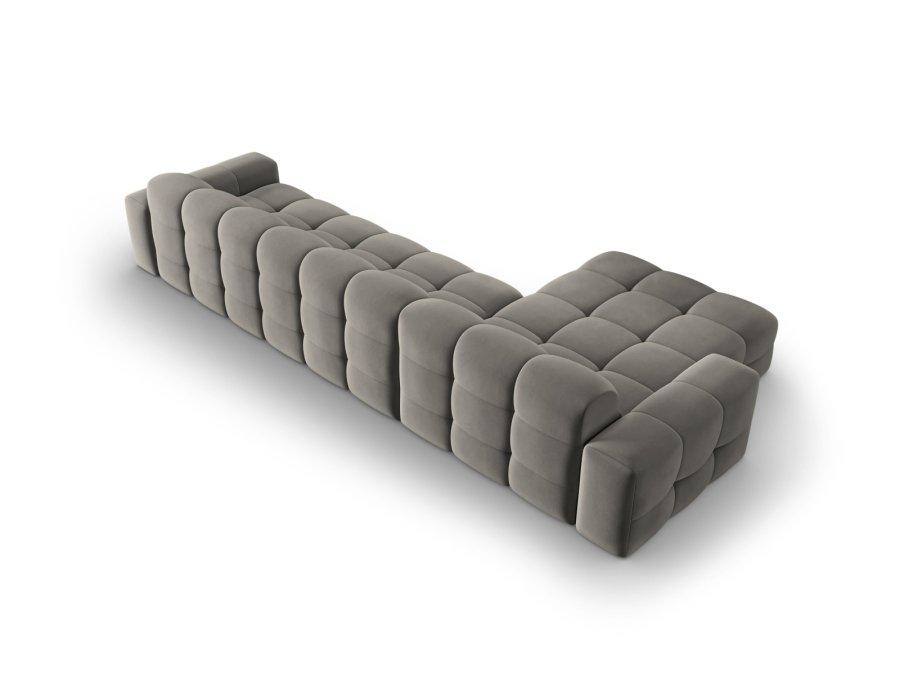 MICADONI Kendal hjrnesofa, venstre, 5 sder - antracitgr fljl og sort bgetr