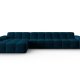 MICADONI Kendal hjrnesofa, venstre, 5 sder - bl fljl og sort bgetr