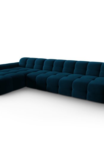 MICADONI Kendal hjrnesofa, venstre, 5 sder - bl fljl og sort bgetr