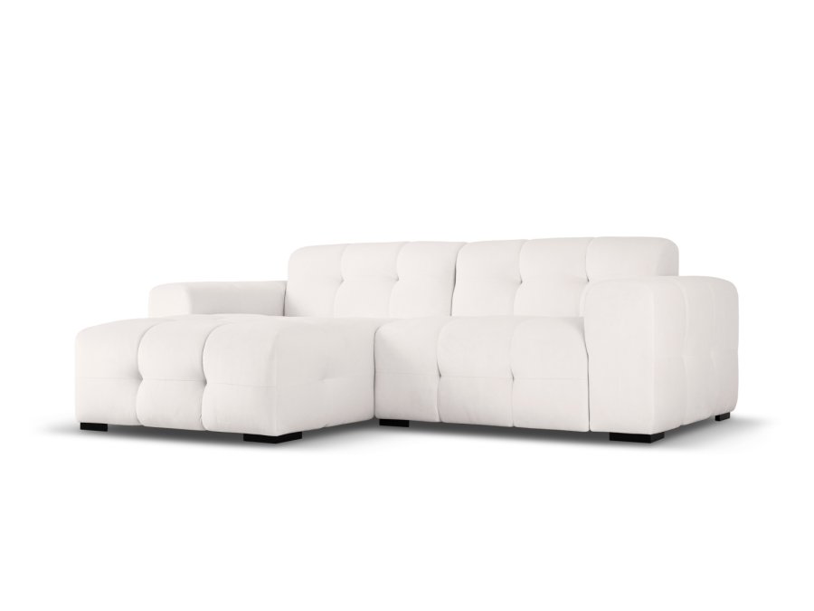 MICADONI Kendal hjrnesofa, venstre, 4 sder - gr fljl og sort bgetr