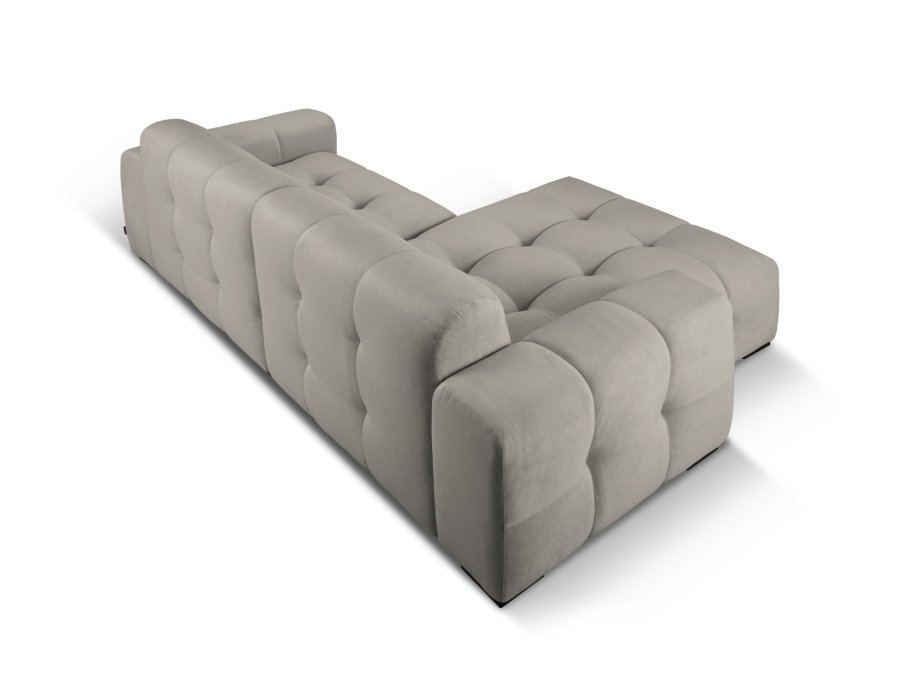 MICADONI Kendal hjrnesofa, venstre, 4 sder - antracitgr fljl og sort bgetr