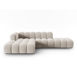 MICADONI Lupin Modular ben hjrnesofa, venstre, 5 sder - beige fljl og sort plast
