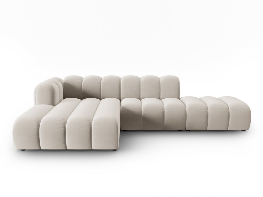 MICADONI Lupin Modular ben hjrnesofa, venstre, 5 sder - beige fljl og sort plast