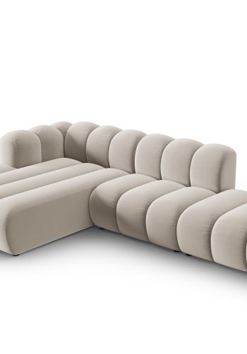 MICADONI Lupin Modular ben hjrnesofa, venstre, 5 sder - beige fljl og sort plast