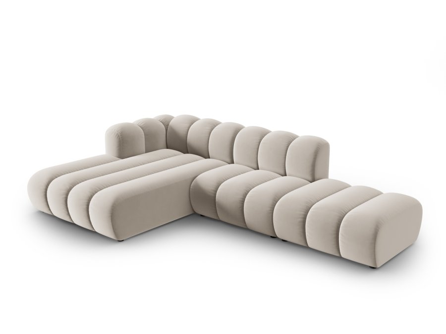 MICADONI Lupin Modular ben hjrnesofa, venstre, 5 sder - beige fljl og sort plast
