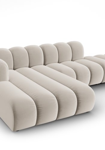 MICADONI Lupin Modular ben hjrnesofa, venstre, 5 sder - beige fljl og sort plast