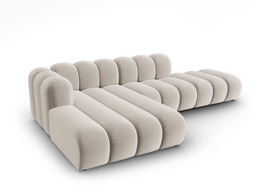 MICADONI Lupin Modular ben hjrnesofa, venstre, 5 sder - beige fljl og sort plast