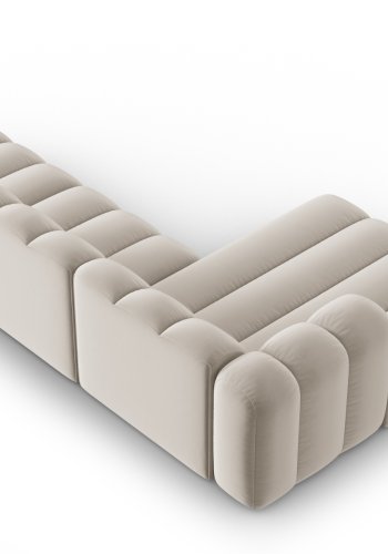 MICADONI Lupin Modular ben hjrnesofa, venstre, 5 sder - beige fljl og sort plast