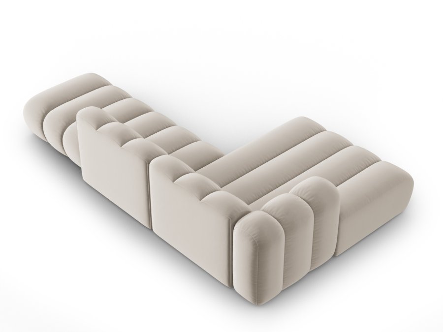MICADONI Lupin Modular ben hjrnesofa, venstre, 5 sder - beige fljl og sort plast