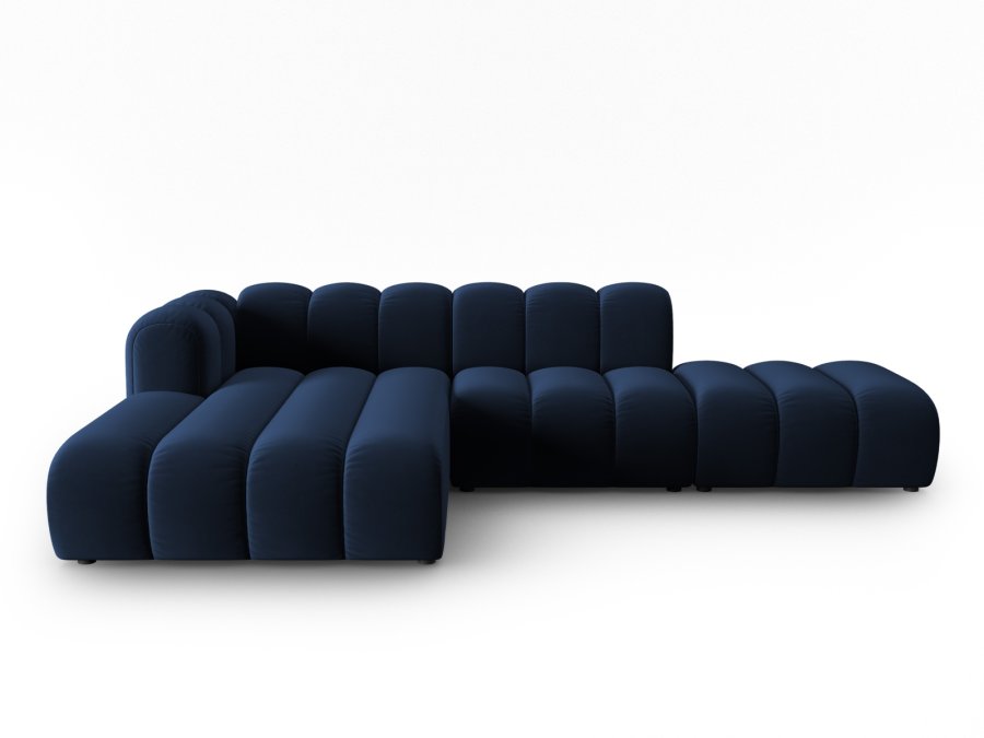 MICADONI Lupin Modular ben hjrnesofa, venstre, 5 sder - bl fljl og sort plast