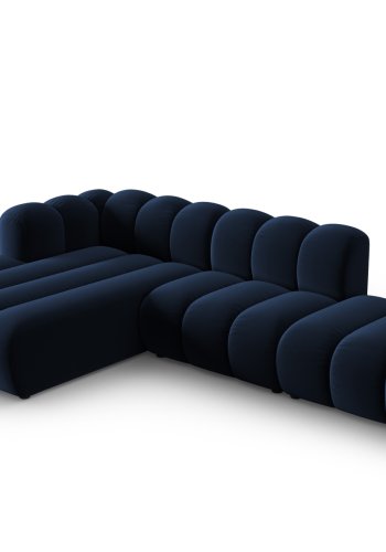MICADONI Lupin Modular ben hjrnesofa, venstre, 5 sder - bl fljl og sort plast