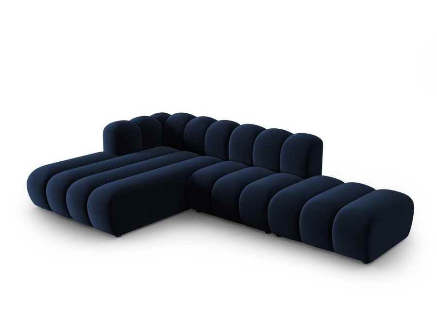 MICADONI Lupin Modular ben hjrnesofa, venstre, 5 sder - bl fljl og sort plast