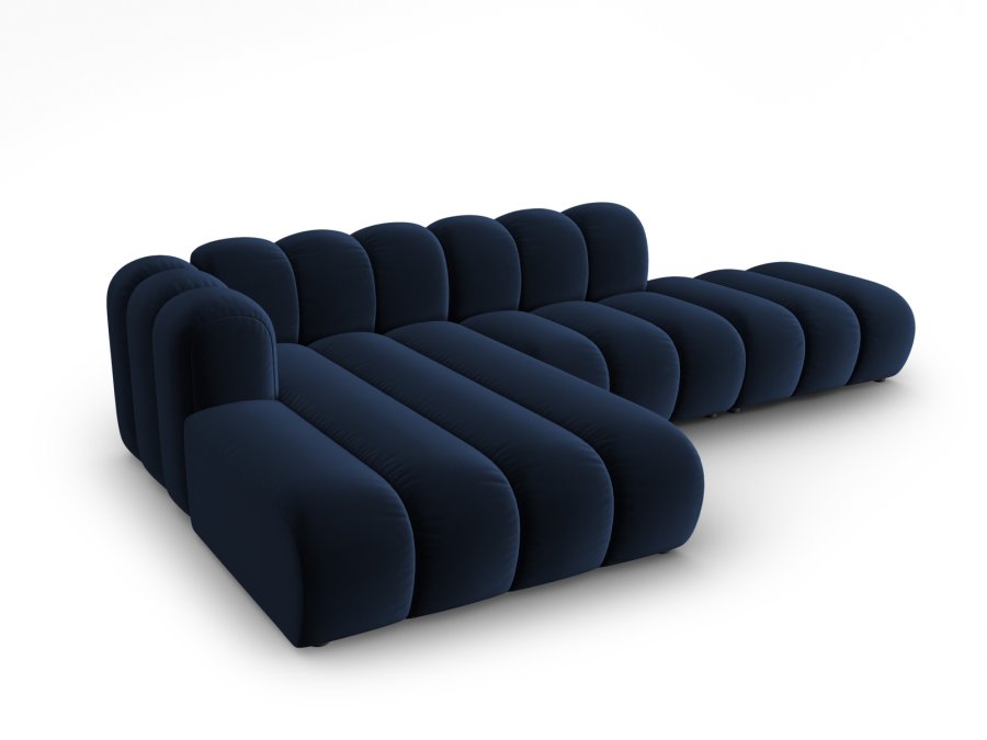 MICADONI Lupin Modular ben hjrnesofa, venstre, 5 sder - bl fljl og sort plast