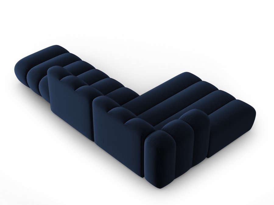 MICADONI Lupin Modular ben hjrnesofa, venstre, 5 sder - bl fljl og sort plast
