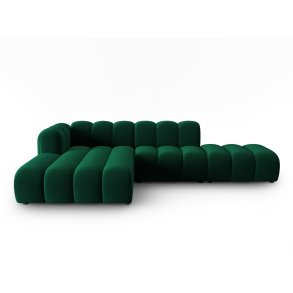 MICADONI Lupin Modular ben hjrnesofa, venstre, 5 sder - grn fljl og sort plast