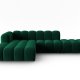 MICADONI Lupin Modular ben hjrnesofa, venstre, 5 sder - grn fljl og sort plast