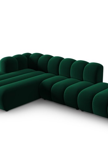 MICADONI Lupin Modular ben hjrnesofa, venstre, 5 sder - grn fljl og sort plast