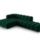 MICADONI Lupin Modular ben hjrnesofa, venstre, 5 sder - grn fljl og sort plast