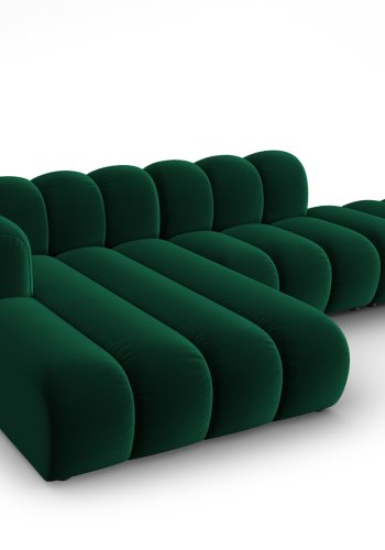 MICADONI Lupin Modular ben hjrnesofa, venstre, 5 sder - grn fljl og sort plast
