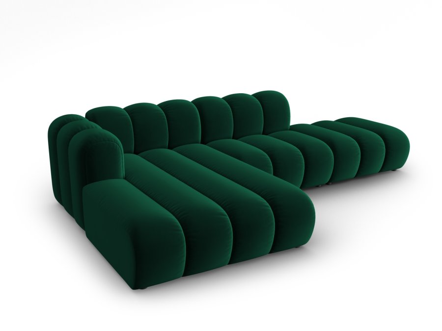 MICADONI Lupin Modular ben hjrnesofa, venstre, 5 sder - grn fljl og sort plast