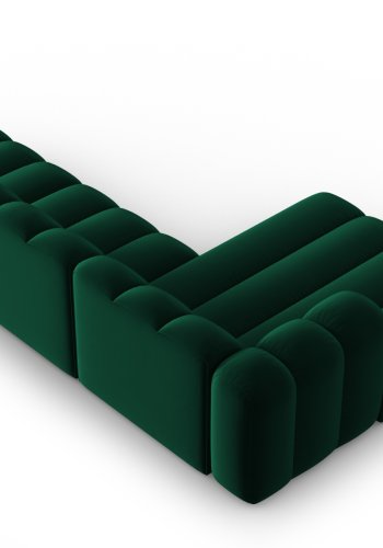 MICADONI Lupin Modular ben hjrnesofa, venstre, 5 sder - grn fljl og sort plast