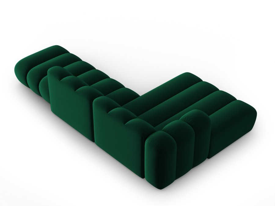 MICADONI Lupin Modular ben hjrnesofa, venstre, 5 sder - grn fljl og sort plast