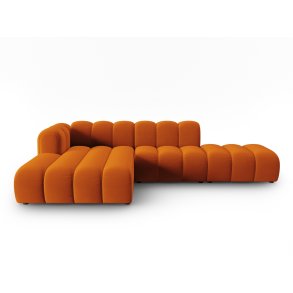 MICADONI Lupin Modular ben hjrnesofa, venstre, 5 sder - orange fljl og sort plast