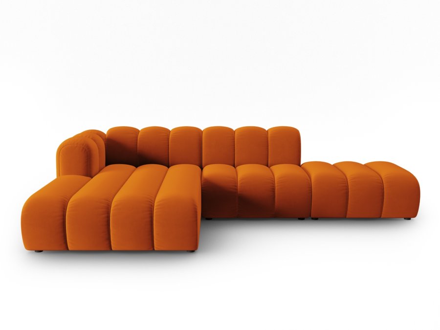 MICADONI Lupin Modular ben hjrnesofa, venstre, 5 sder - orange fljl og sort plast