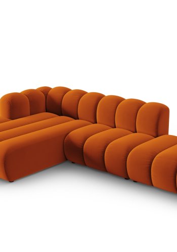 MICADONI Lupin Modular ben hjrnesofa, venstre, 5 sder - orange fljl og sort plast