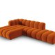 MICADONI Lupin Modular ben hjrnesofa, venstre, 5 sder - orange fljl og sort plast