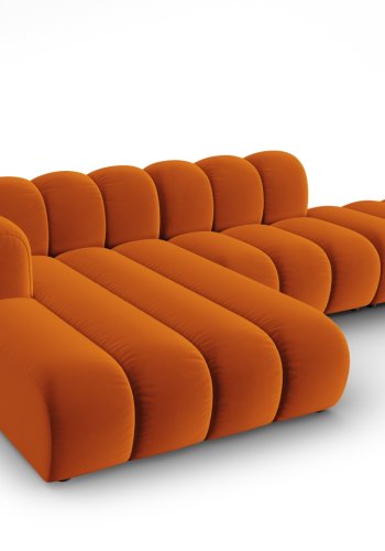 MICADONI Lupin Modular ben hjrnesofa, venstre, 5 sder - orange fljl og sort plast