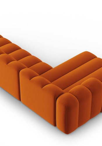 MICADONI Lupin Modular ben hjrnesofa, venstre, 5 sder - orange fljl og sort plast