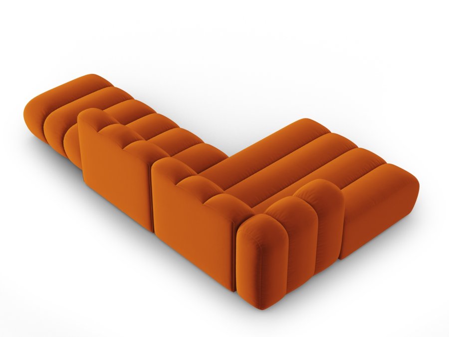 MICADONI Lupin Modular ben hjrnesofa, venstre, 5 sder - orange fljl og sort plast