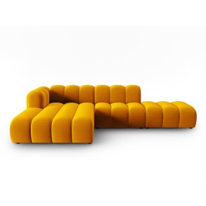 MICADONI Lupin Modular ben hjrnesofa, venstre, 5 sder - gul fljl og sort plast