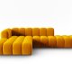 MICADONI Lupin Modular ben hjrnesofa, venstre, 5 sder - gul fljl og sort plast