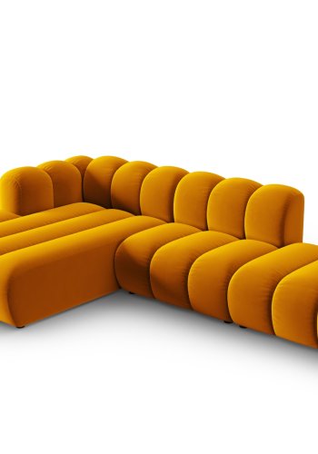 MICADONI Lupin Modular ben hjrnesofa, venstre, 5 sder - gul fljl og sort plast