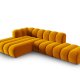 MICADONI Lupin Modular ben hjrnesofa, venstre, 5 sder - gul fljl og sort plast