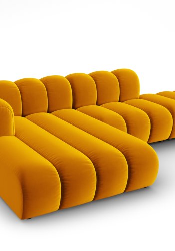 MICADONI Lupin Modular ben hjrnesofa, venstre, 5 sder - gul fljl og sort plast