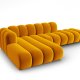 MICADONI Lupin Modular ben hjrnesofa, venstre, 5 sder - gul fljl og sort plast