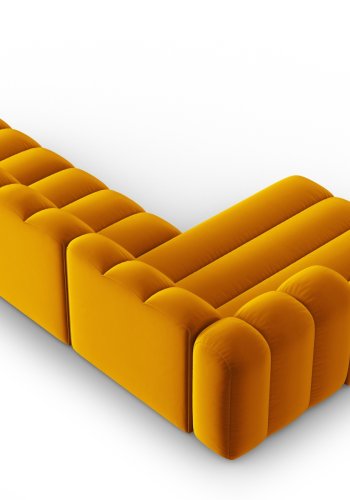 MICADONI Lupin Modular ben hjrnesofa, venstre, 5 sder - gul fljl og sort plast