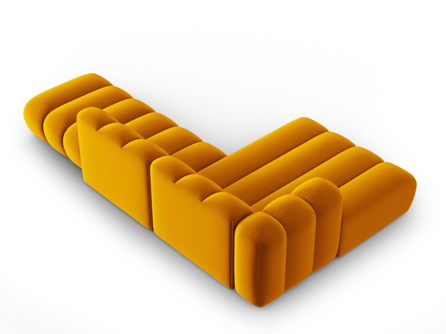 MICADONI Lupin Modular ben hjrnesofa, venstre, 5 sder - gul fljl og sort plast
