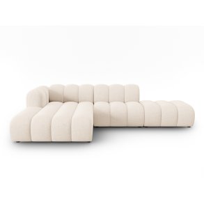 MICADONI Lupin Modular ben hjrnesofa, venstre, 5 sder - beige chenille og sort plast