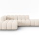 MICADONI Lupin Modular ben hjrnesofa, venstre, 5 sder - beige chenille og sort plast