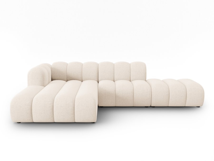 MICADONI Lupin Modular ben hjrnesofa, venstre, 5 sder - beige chenille og sort plast