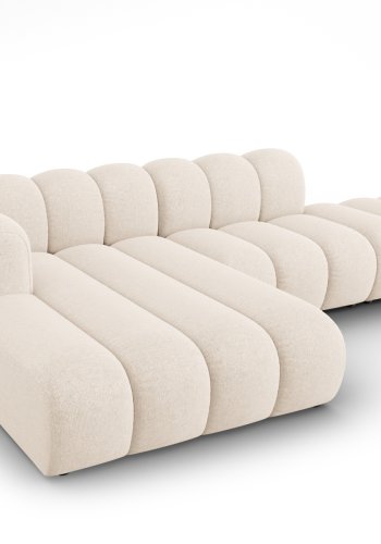 MICADONI Lupin Modular ben hjrnesofa, venstre, 5 sder - beige chenille og sort plast