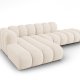 MICADONI Lupin Modular ben hjrnesofa, venstre, 5 sder - beige chenille og sort plast